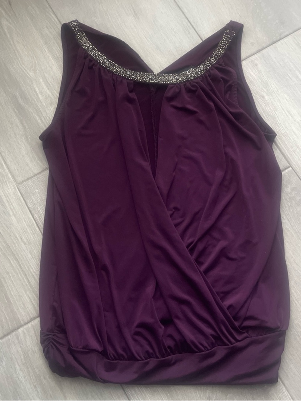 Express Embellished Sleeveless Blouse - Deep Plum size Medium